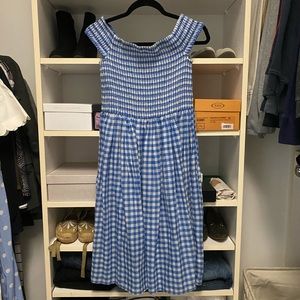 J.Crew blue & white checkered dress
